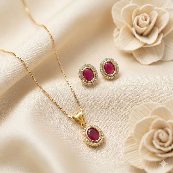 Oval Design Kundan polki pendant set
