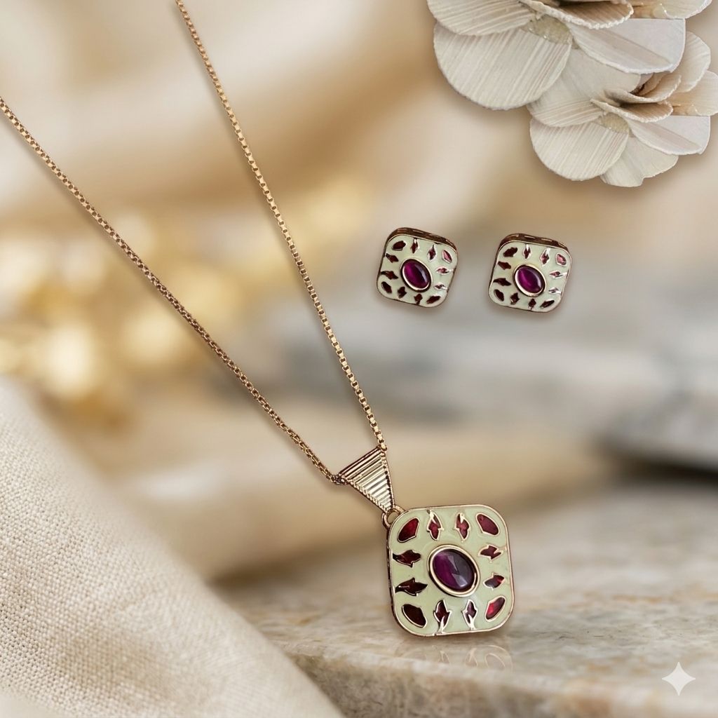 Meenakari Pendant Set
