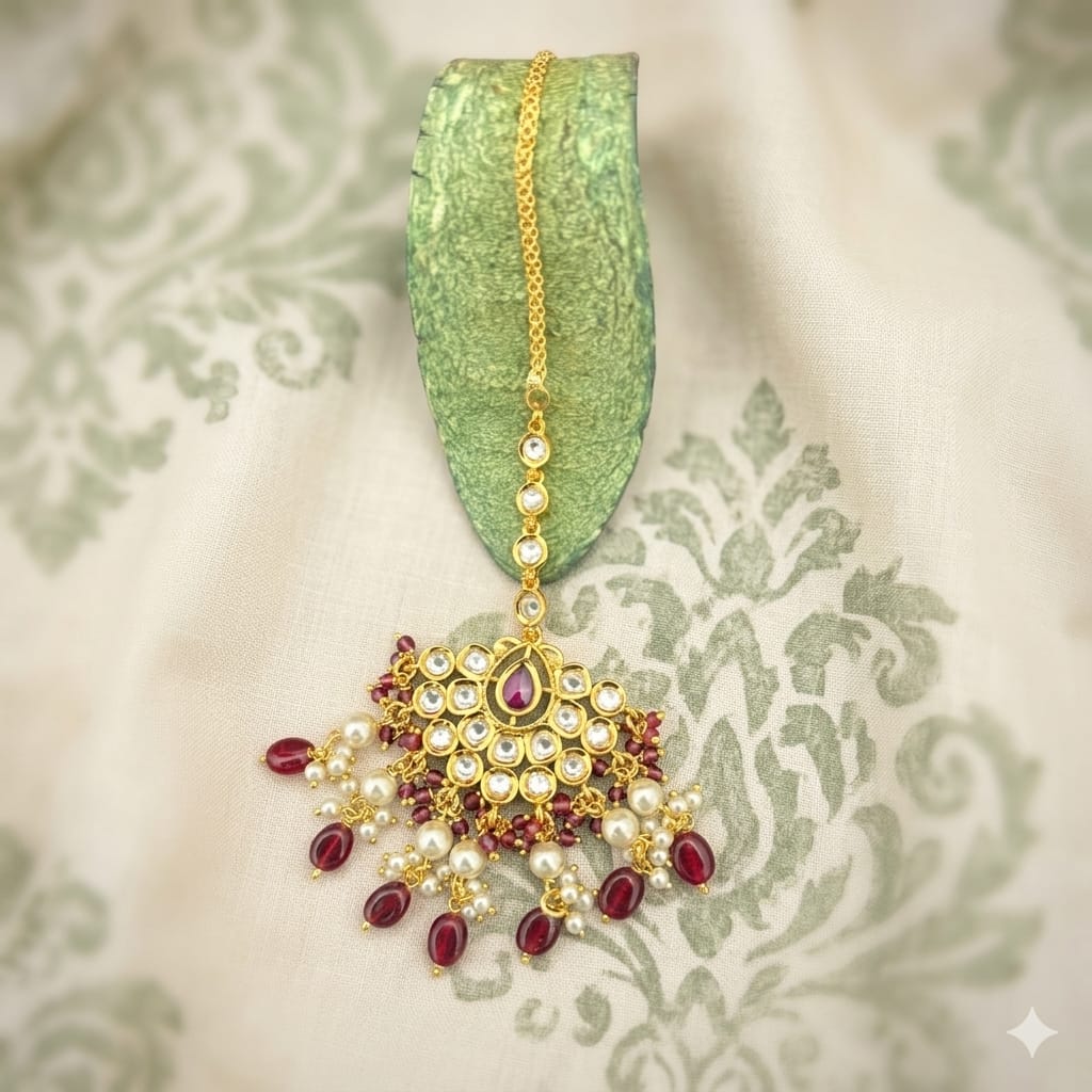Kundan Pearl Traditional Maang Tikka