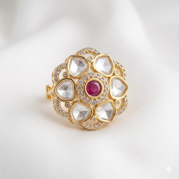 Kundan Polki Adjustable Ring