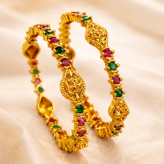 Divine Aura Lakshmi Gold Temple Bangles
