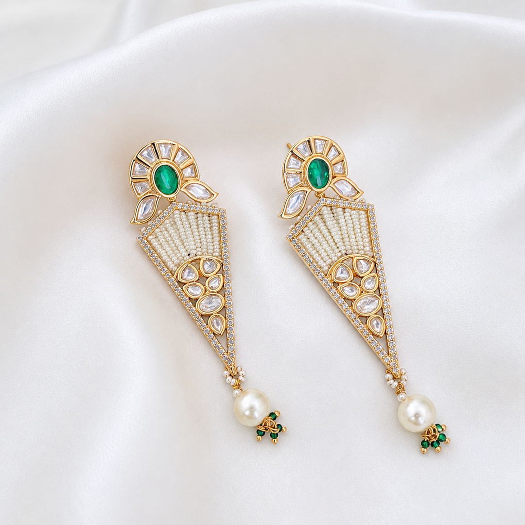 Stylish Kundan Polki Earrings