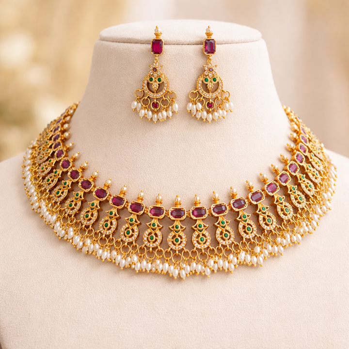 Ruby Tear Drop Ad Necklace