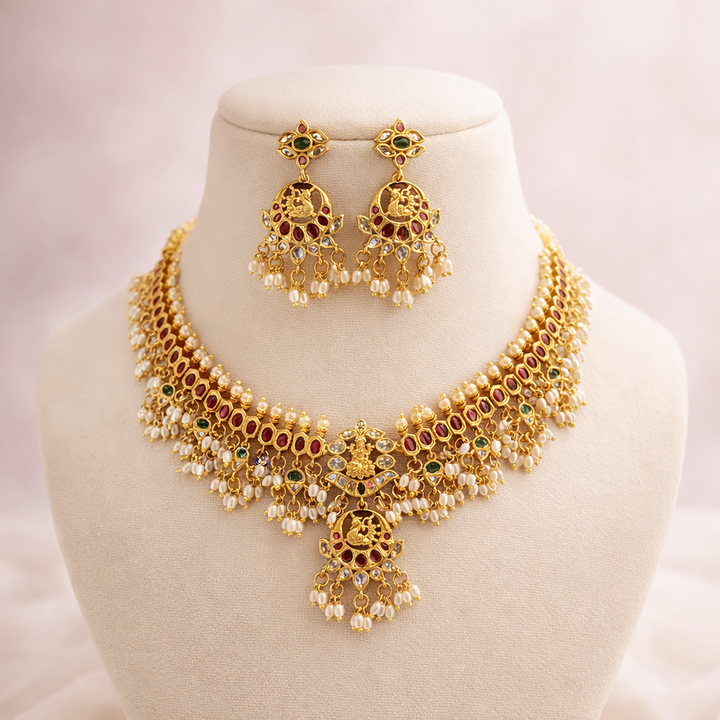 Ruby Tear Drop Ad Antique Necklace