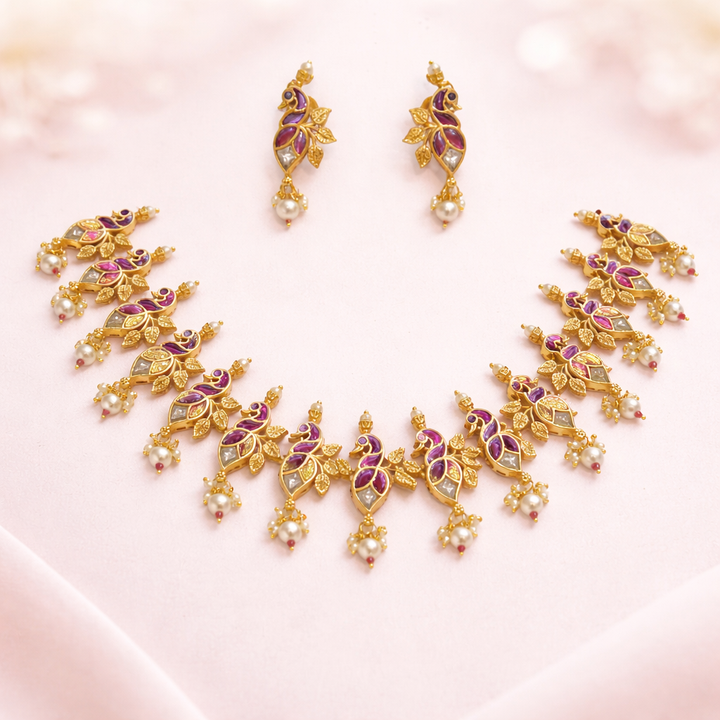 Elegant Kundan Polki Necklace Set