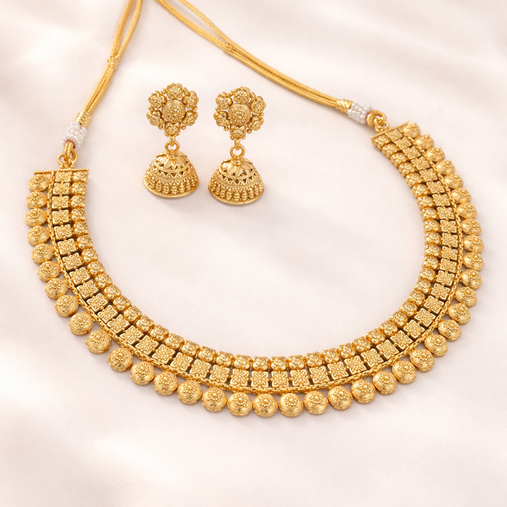 Antique Gold Plated Short Necklace Set
