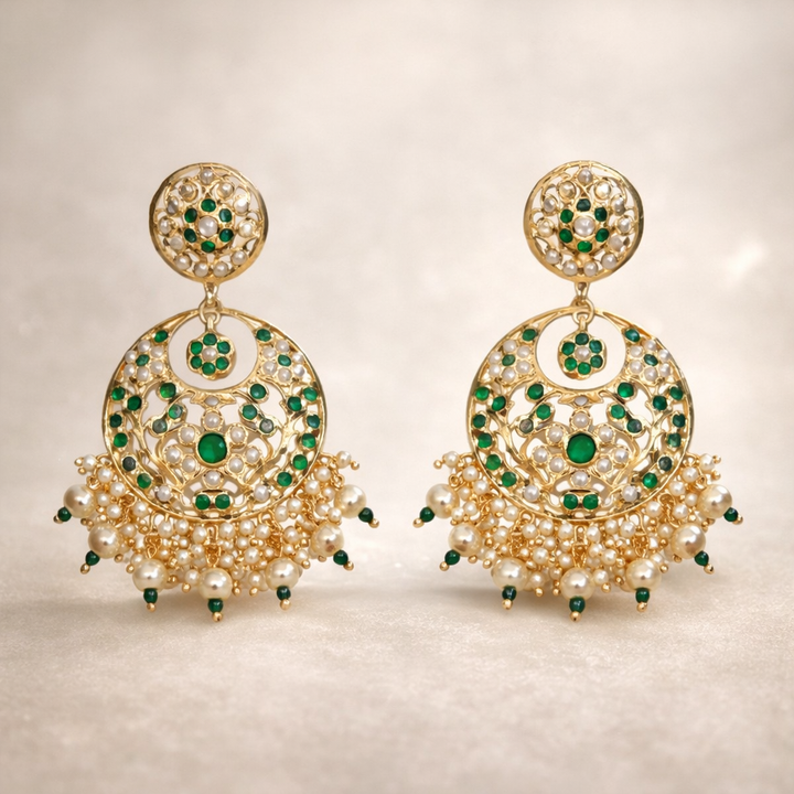 Pearl Jadau Chandbali Earrings