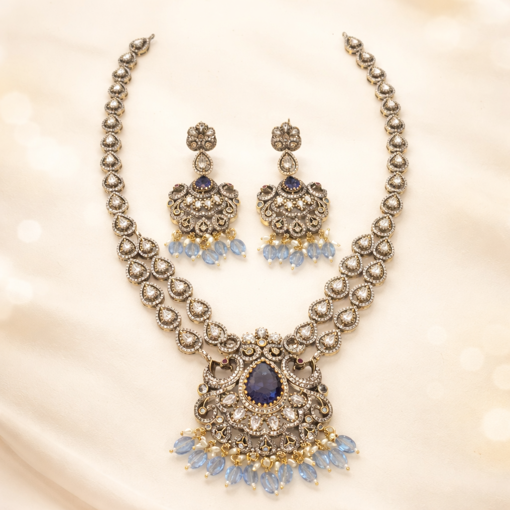 Two line Victorian Pendant Necklace Set