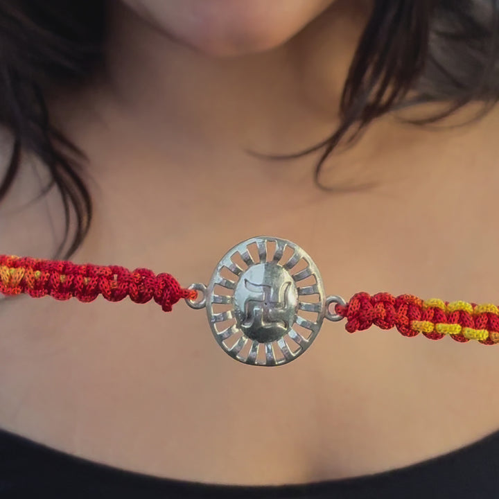 Sterling Silver Swastik Design Rakhi