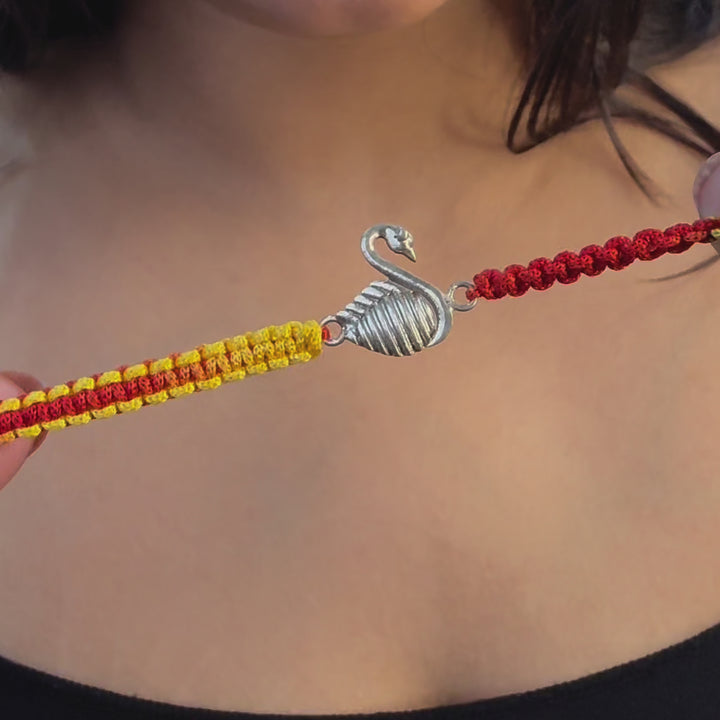 Swan Design Silver Rakhi