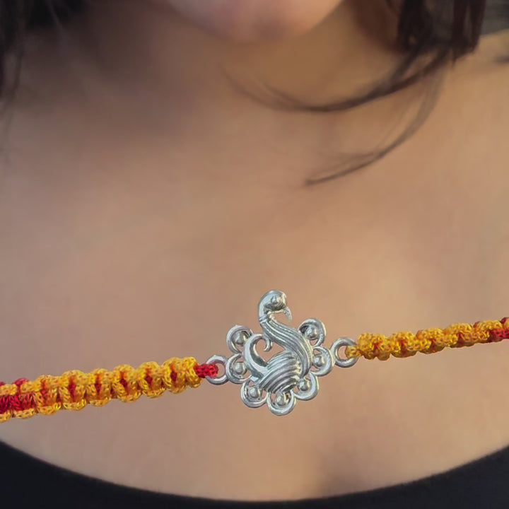 Silver Peacock Design Rakhi