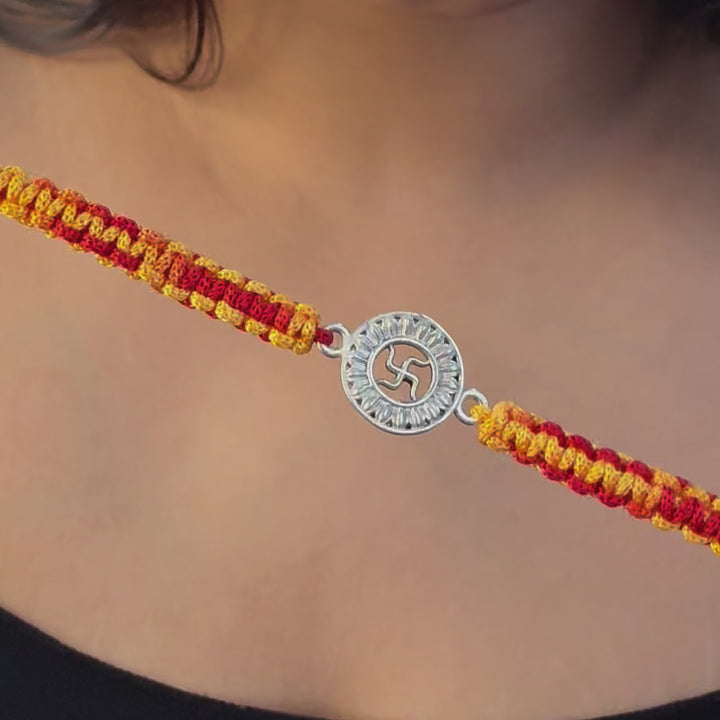 Swastik Symbol Silver Rakhi