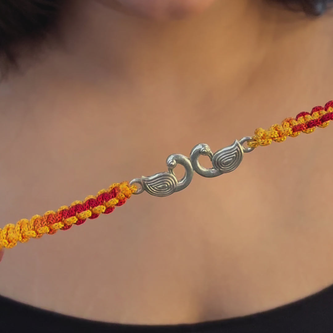 Peacock Design Stearling Silver Rakhi