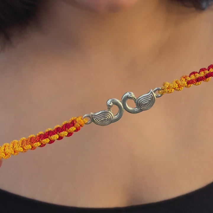Peacock Design Stearling Silver Rakhi