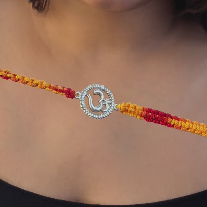 Om Symbol Silver Rakhi