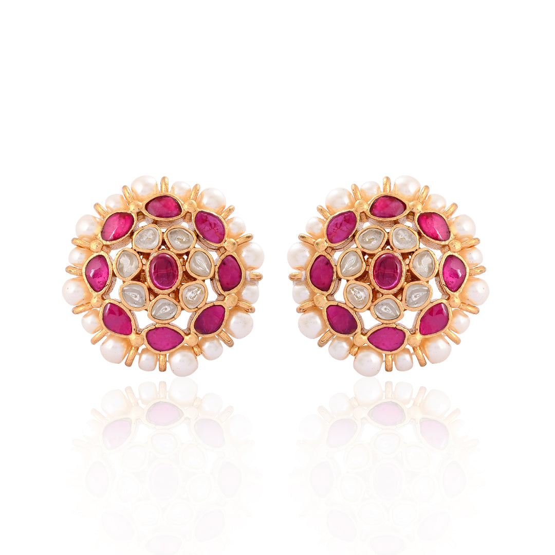 Kempu Gold Plated Jadau Earrings