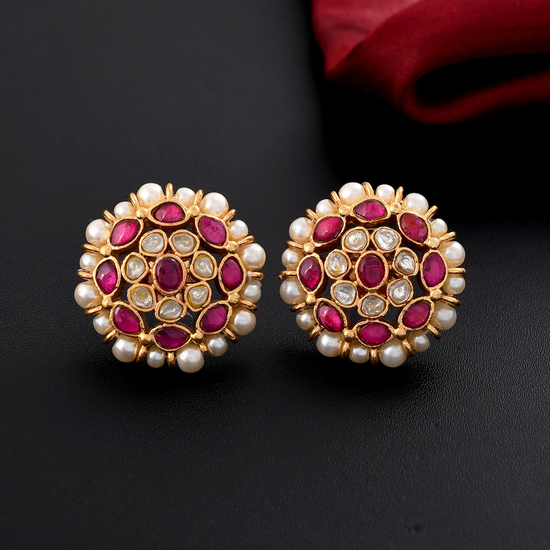 Kempu Gold Plated Jadau Earrings