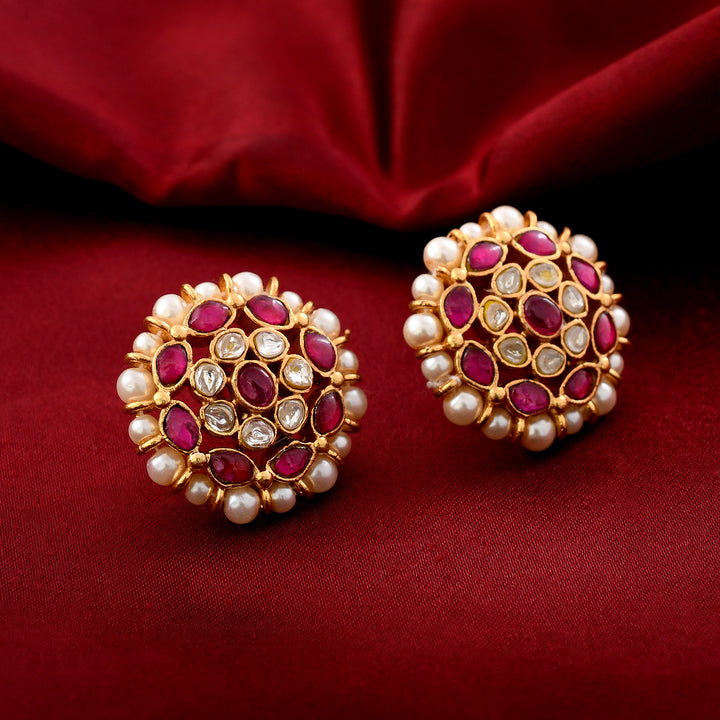 Kempu Gold Plated Jadau Earrings