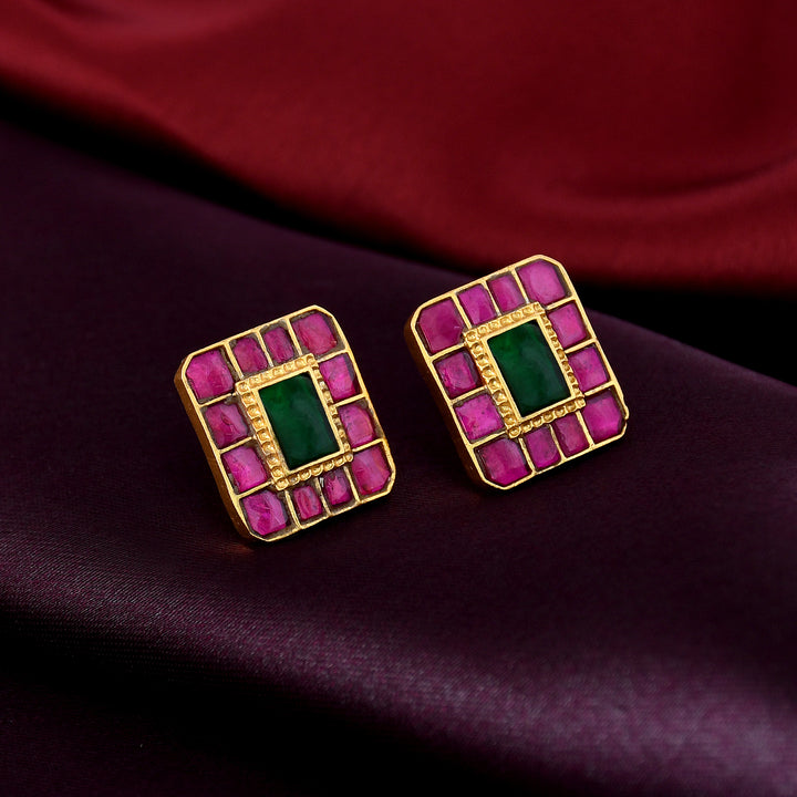 KEMPU GOLD PLATED JADAU EARRING