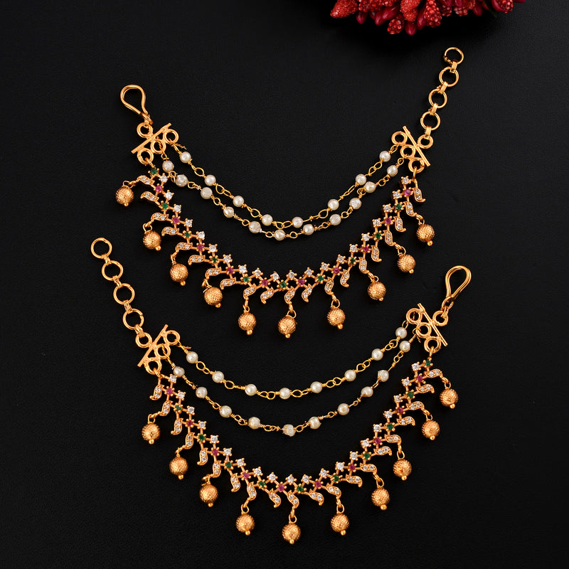 Gold Plated Long Hair Chain Earring