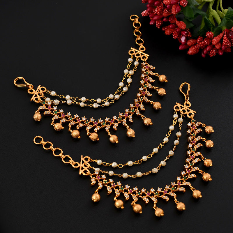 Gold Plated Long Hair Chain Earring