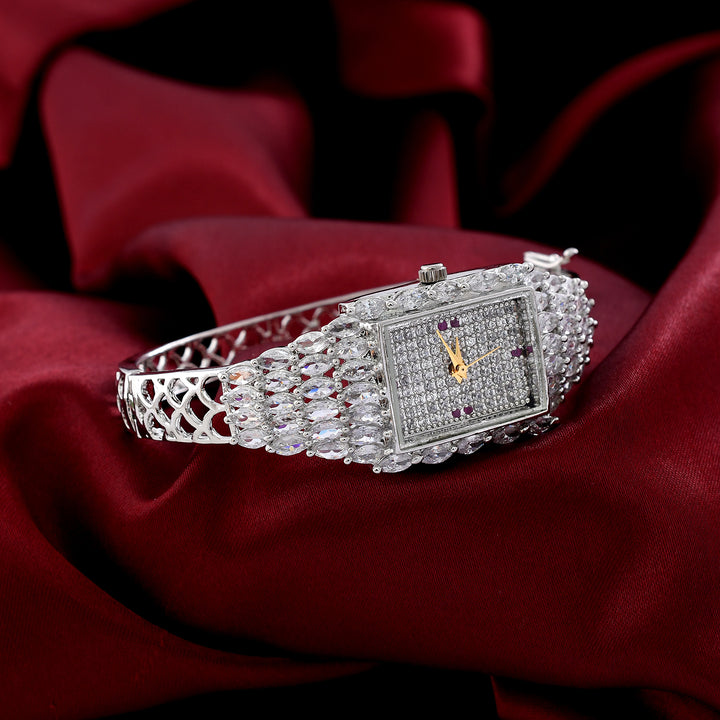 Silver Plated Zircon Watch