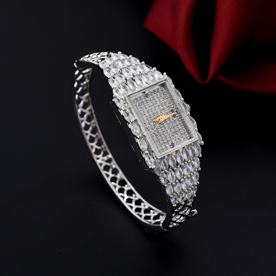 Silver Plated Zircon Watch