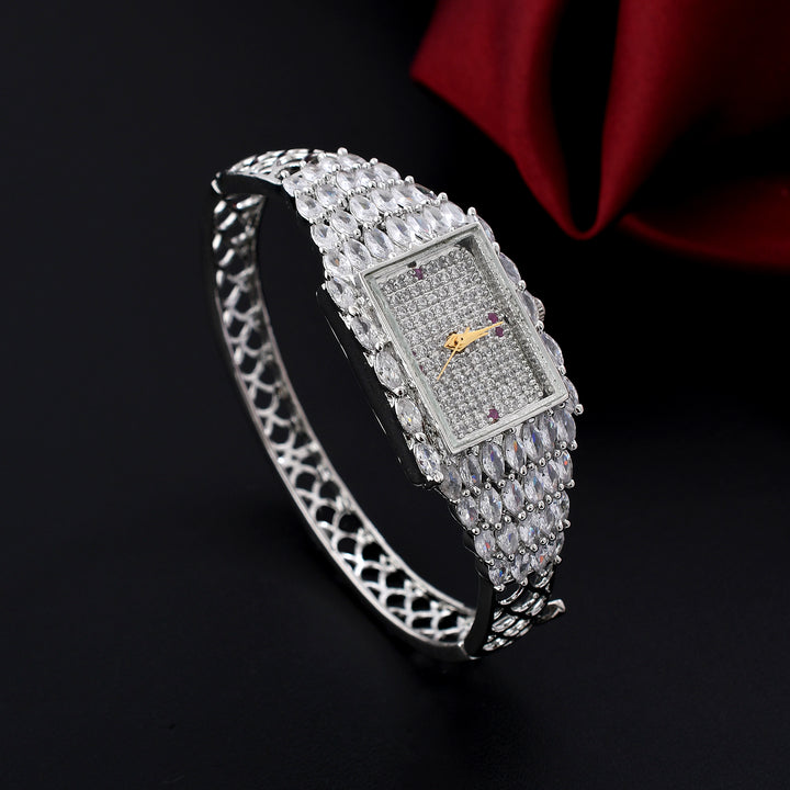 Silver Plated Zircon Watch