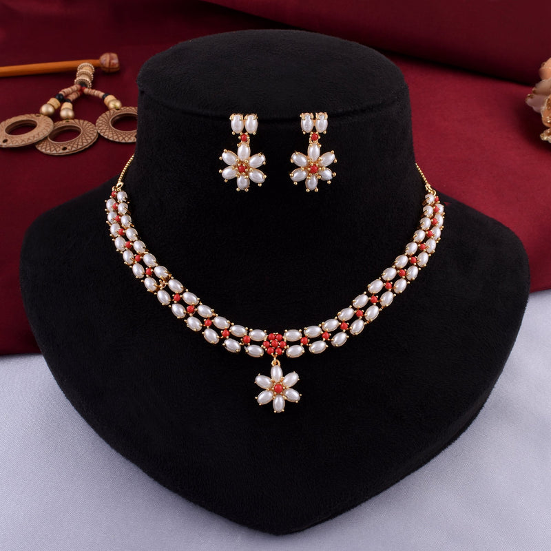 Heavily Embellished Pearl Necklace Set