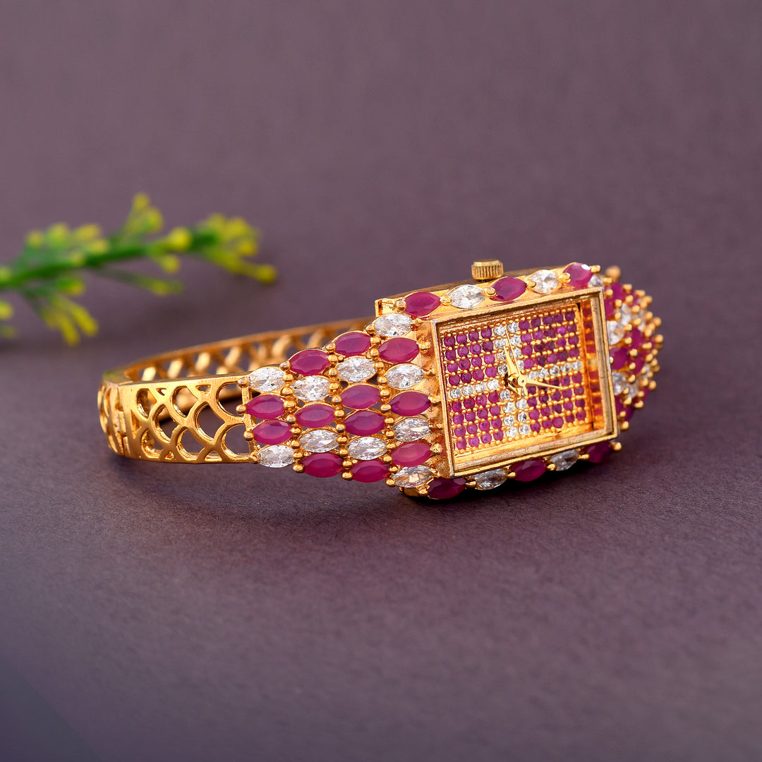 Gold Plated Zircon Watch
