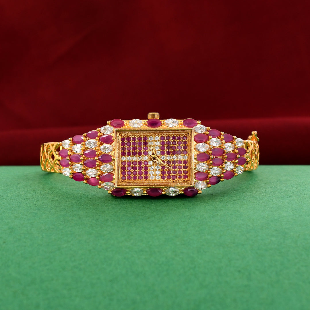 Gold Plated Zircon Watch