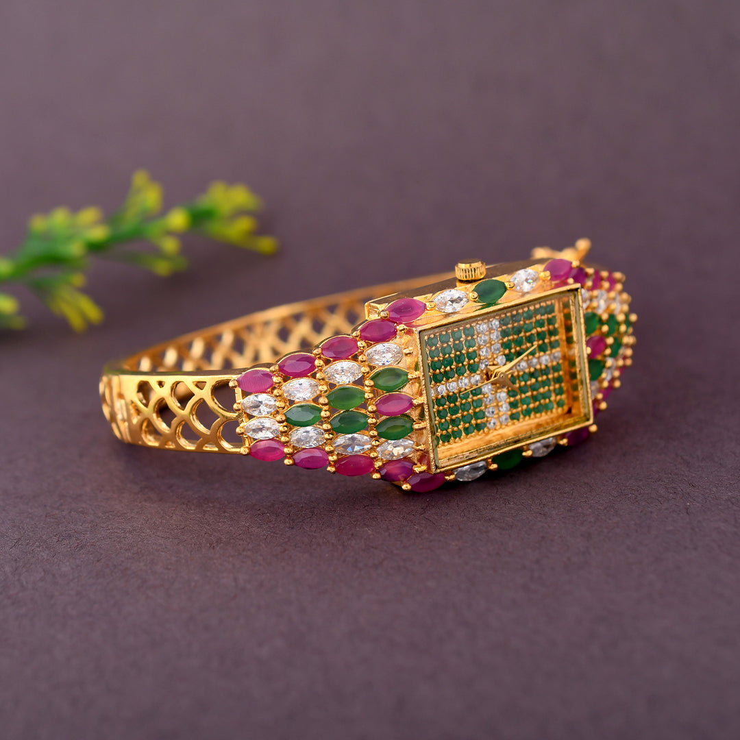 Gold Plated Zircon Watch