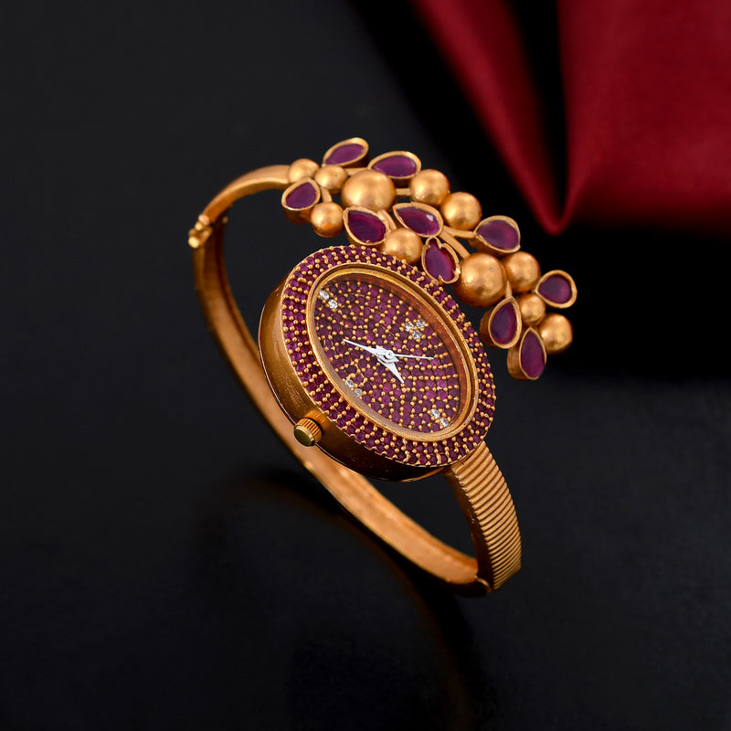 Gold Plated Zircon Watch