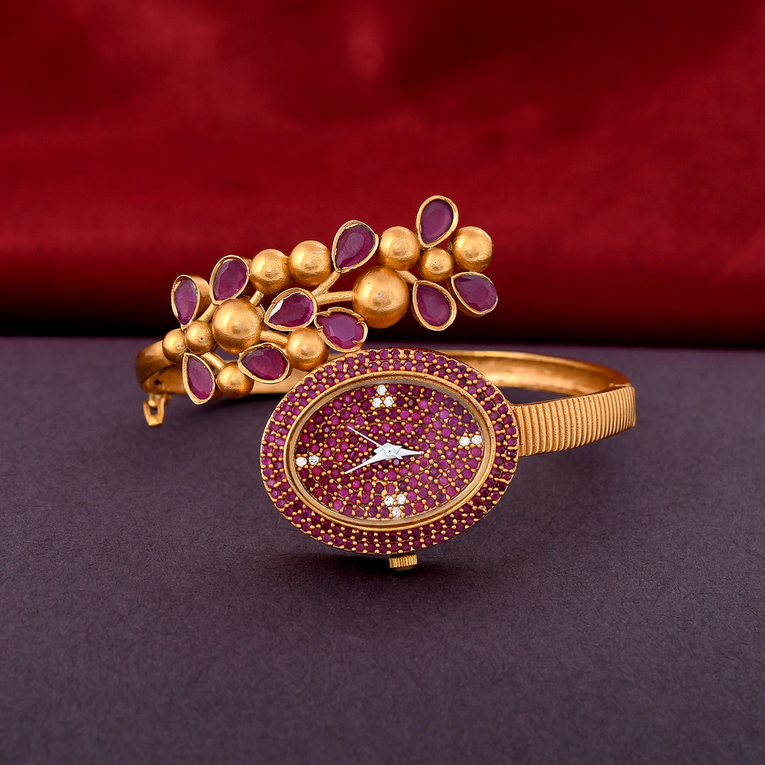 Gold Plated Zircon Watch