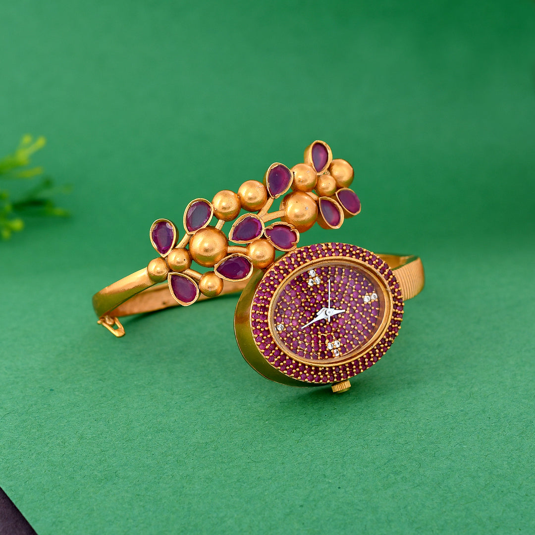 Gold Plated Zircon Watch