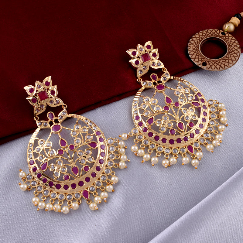 Buy Bollywood Jewelry - Gold Finish Chandbali Earrings – Naveli