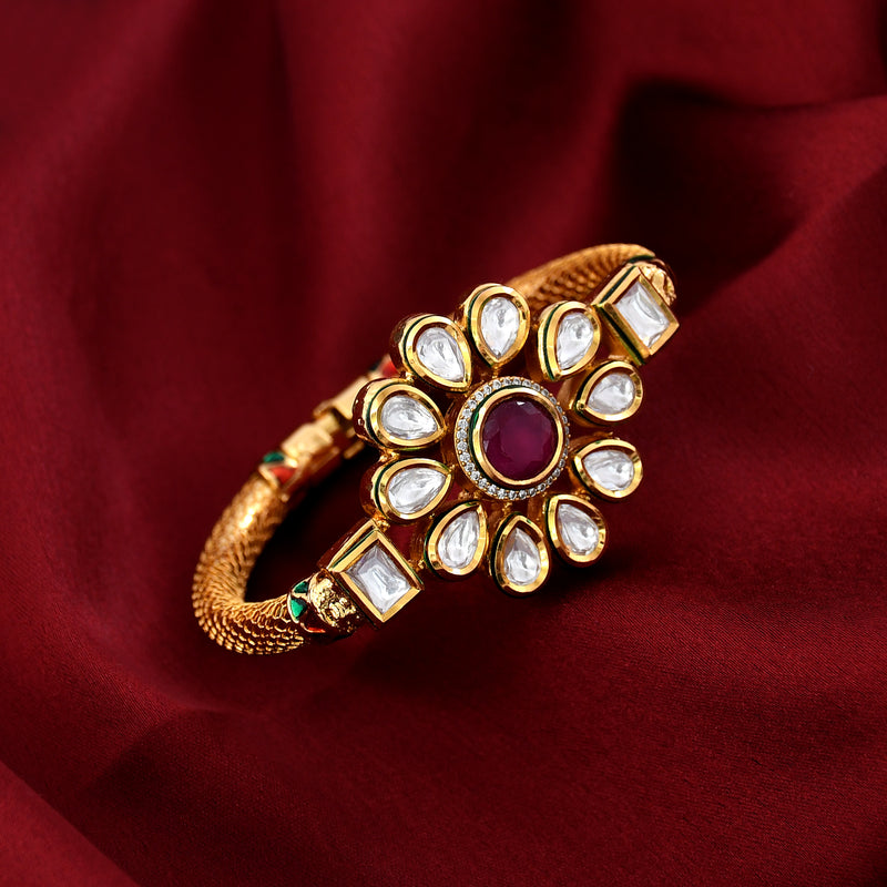 ZAVERI PEARLS Traditional Gold Tone Kundan & Pearls Ring Bracelet For  Women-ZPFK8713 | Pearl ring, Ring bracelet, Gold tones