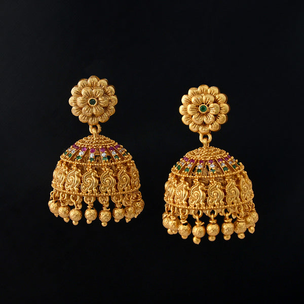 GoldPlated Traditional Jhumka Earring  Ruby Jewellers