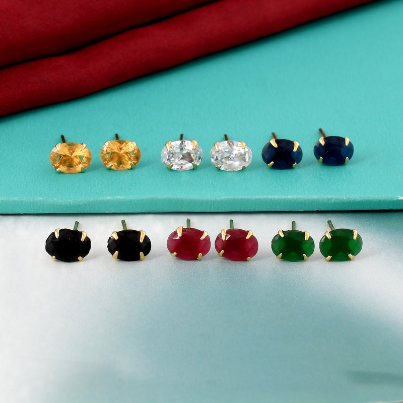 Single Stone 18kt Yellow Gold Sloane Stud Earrings - NLE19-11