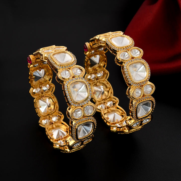 Gold Plated Kundan Polki Bangle