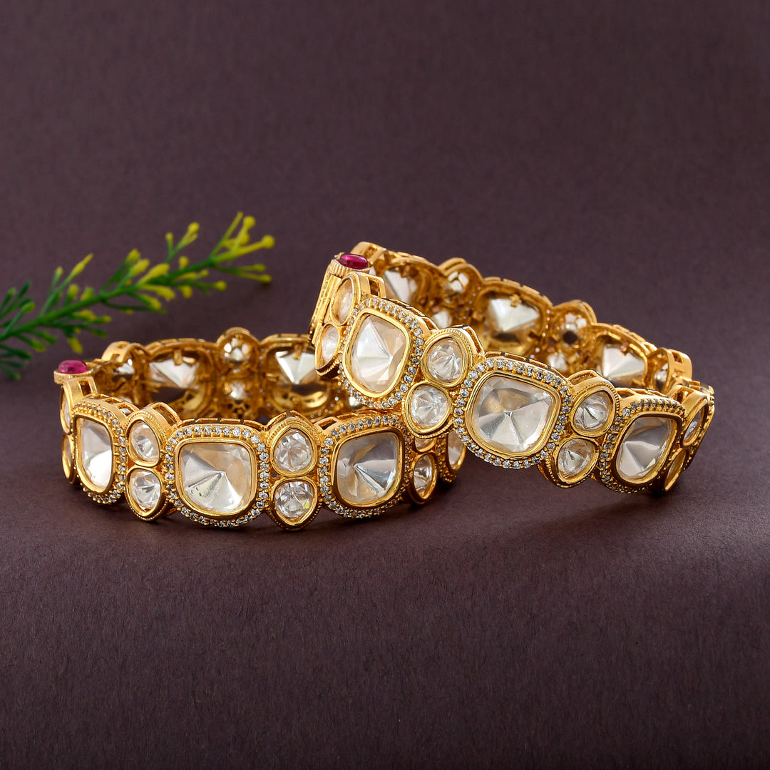 Gold Plated Kundan Polki Bangle