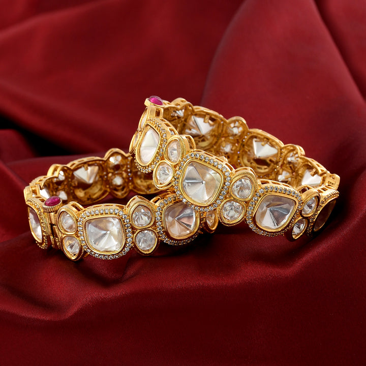 Gold Plated Kundan Polki Bangle