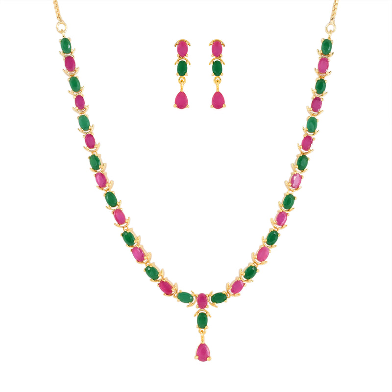 Multi Colour Single Line Necklace Set