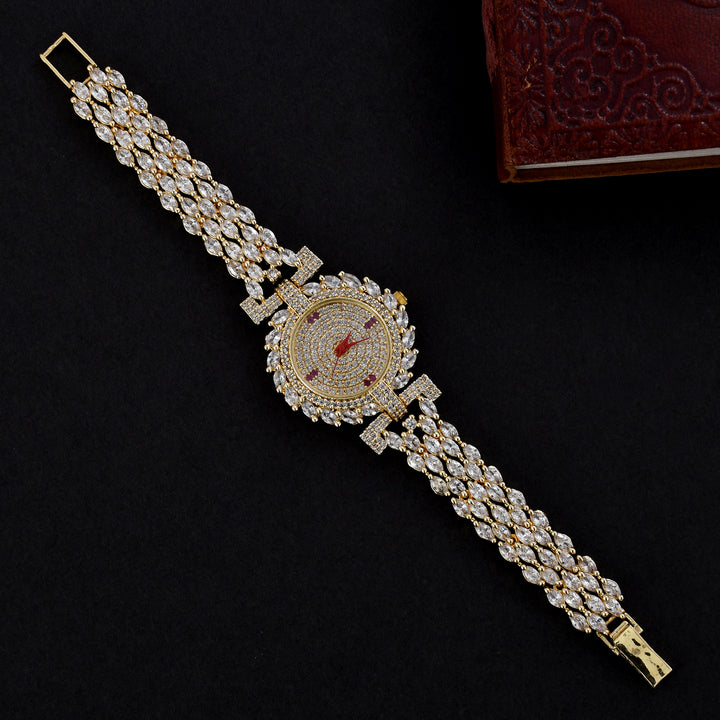 GOLD PLATED ZIRCON WATCH