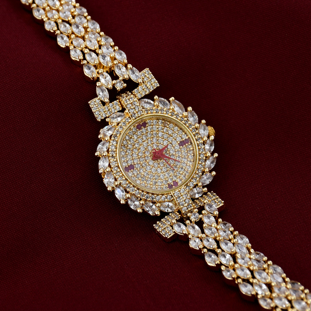 GOLD PLATED ZIRCON WATCH