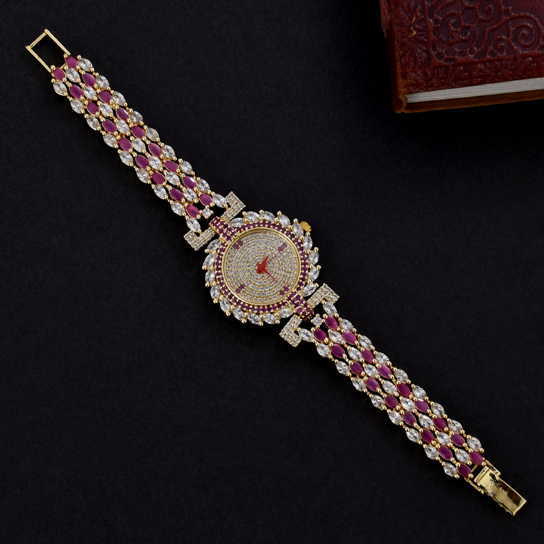 GOLD PLATED ZIRCON WATCH