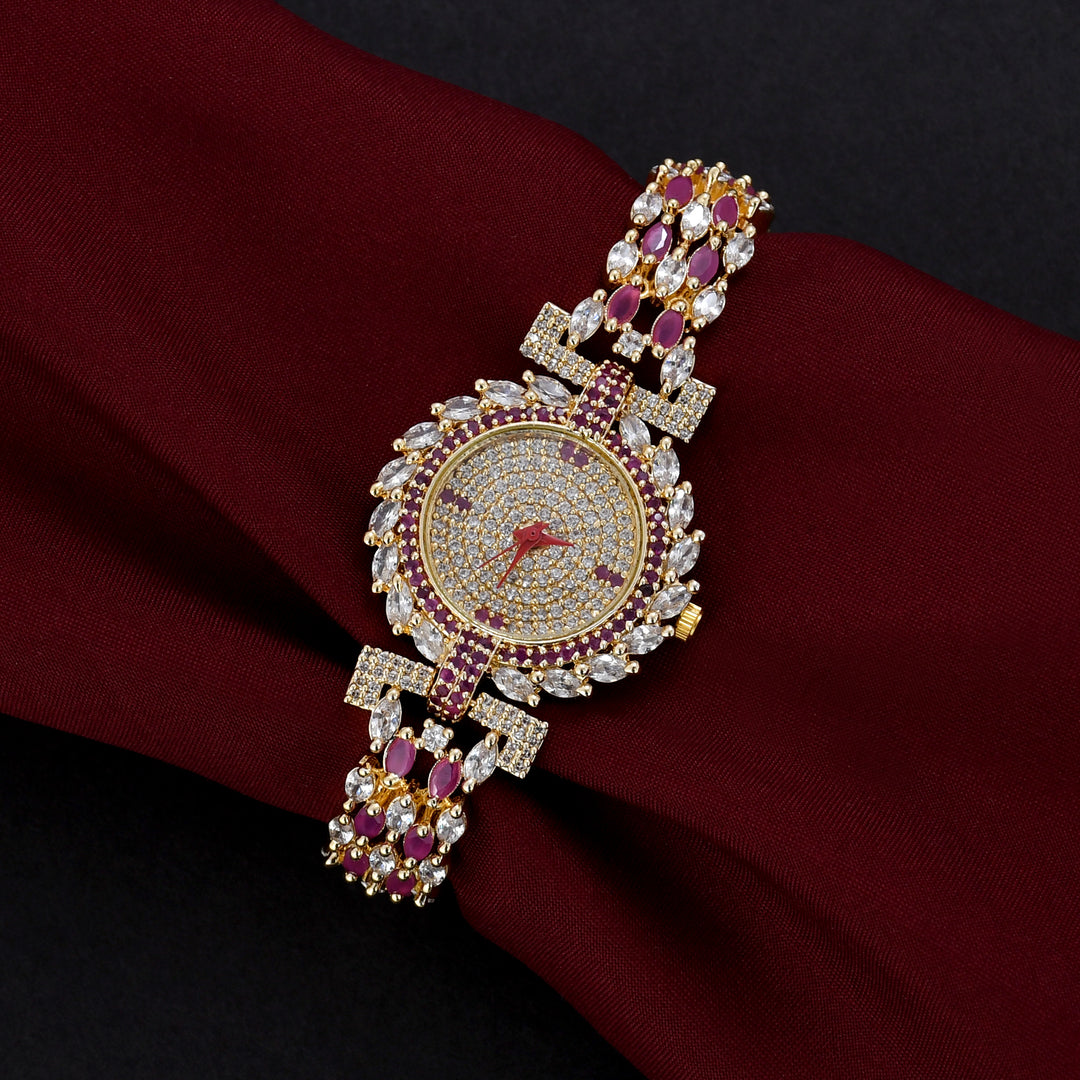 GOLD PLATED ZIRCON WATCH
