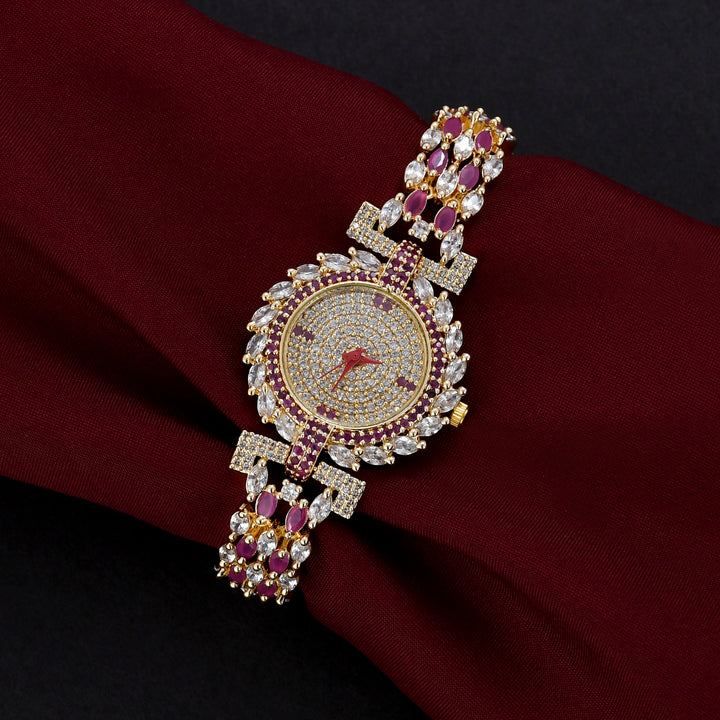 GOLD PLATED ZIRCON WATCH