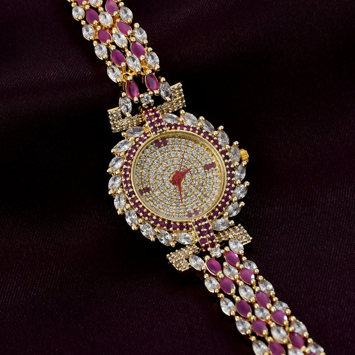 GOLD PLATED ZIRCON WATCH