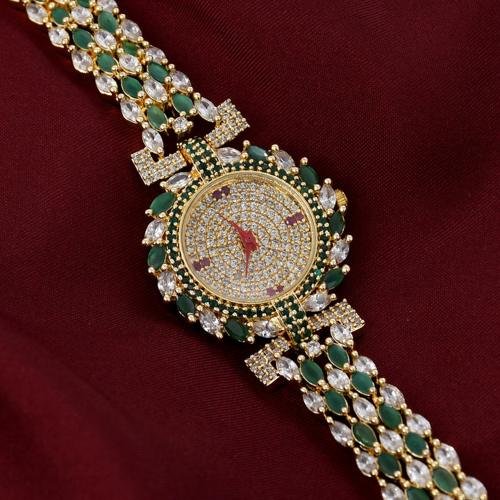 GOLD PLATED ZIRCON WATCH